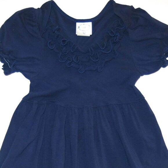 Loves Me Not Head of the Class navy ruffle bustle knit lap short sleeve dress 10 - Picture 6 of 6